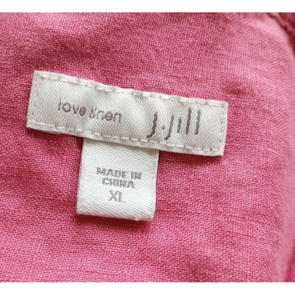 J.Jill Love Linen Tunic Button Front Shirt Pink XL Sleeveless Casual Summer - Picture 9 of 10